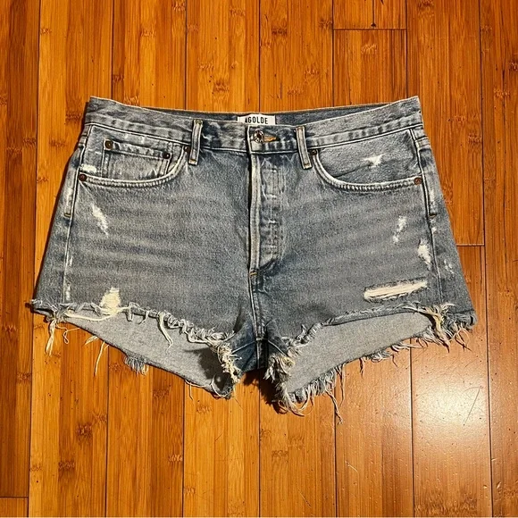 Agolde Parker Vintage Cut Off Distressed Jean Shorts Size 29 - Picture 3 of 15